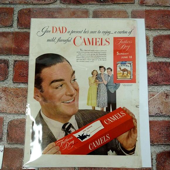 1950 Camel Cigarettes Vtg Magazine Print Ad Dad Holding Gift Carton Tobacco - Picture 3 of 12